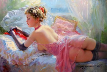 Women Painting - Le ruban rouge Impressionist